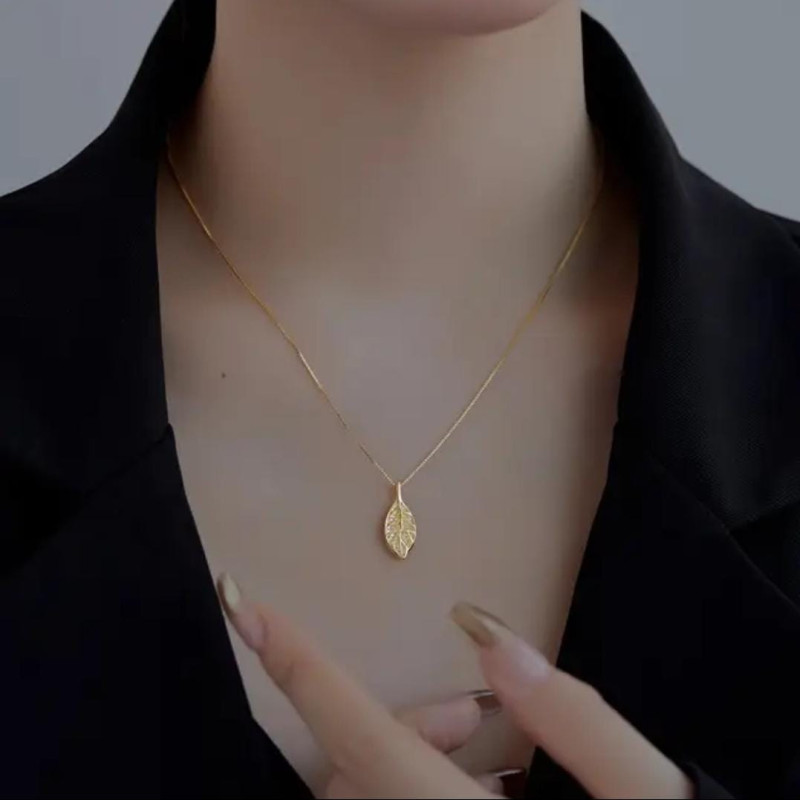 24k gold plated locket chain leaf