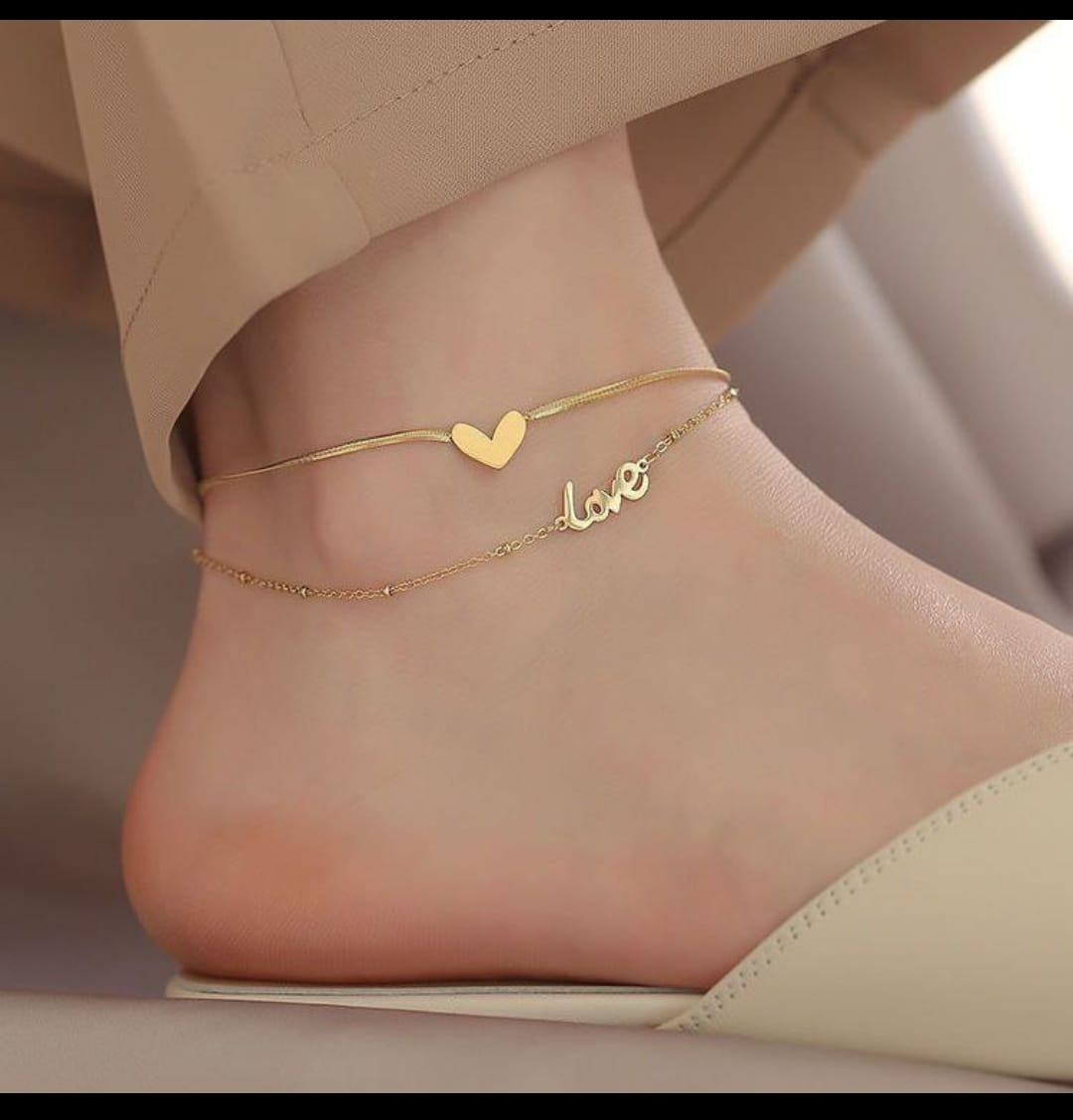Exclusive double Layered heart ankle bracelet